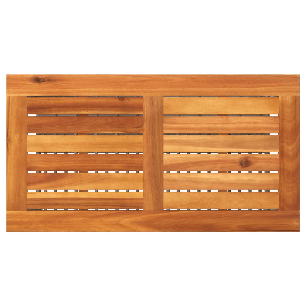 szürke polyrattan és akácfa kerti asztal 70 x 38 x 42 cm