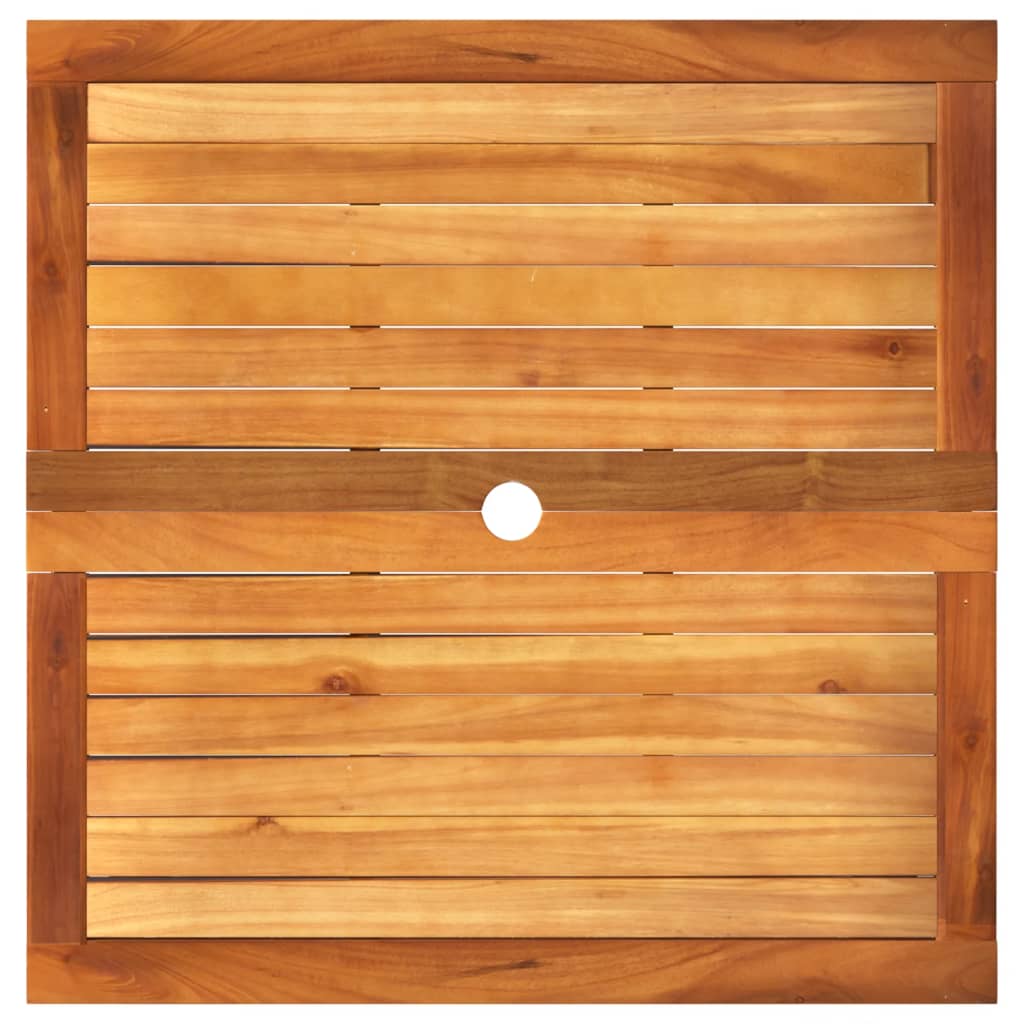fekete polyrattan és akácfa kerti asztal 80 x 80 x 75 cm