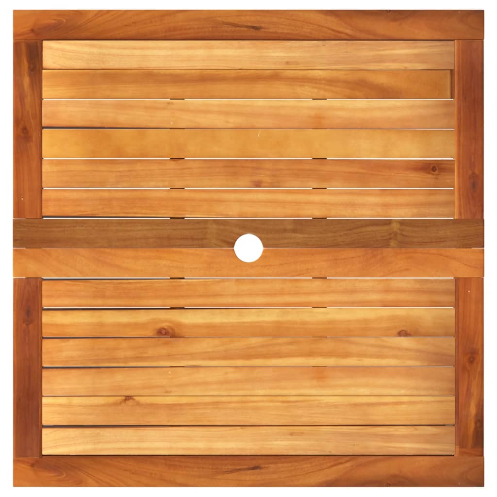 szürke polyrattan és akácfa kerti asztal 80 x 80 x 74 cm