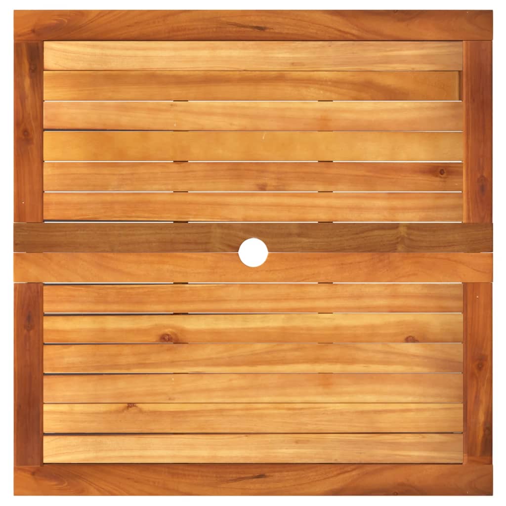 bézs polyrattan és akácfa kerti asztal 80 x 80 x 75 cm
