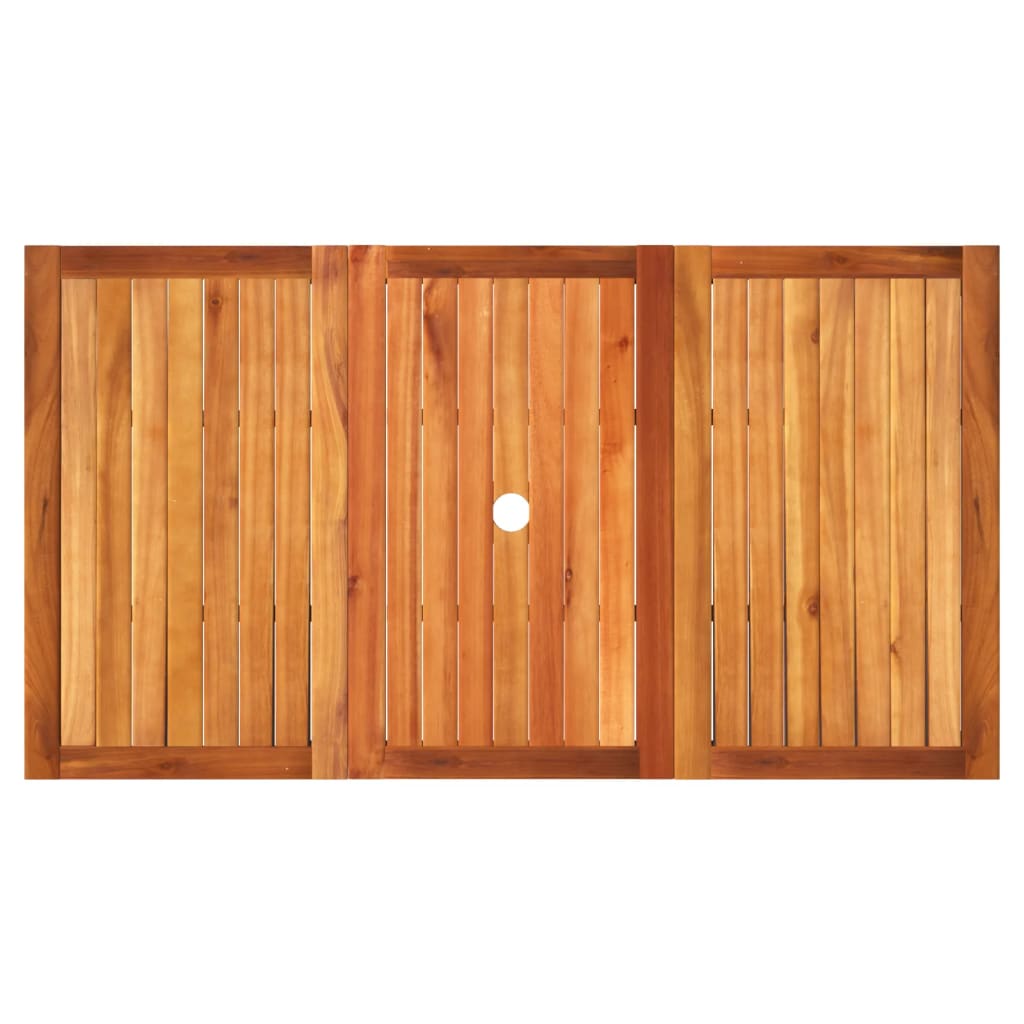 fekete polyrattan és akácfa kerti asztal 140 x 80 x 75 cm