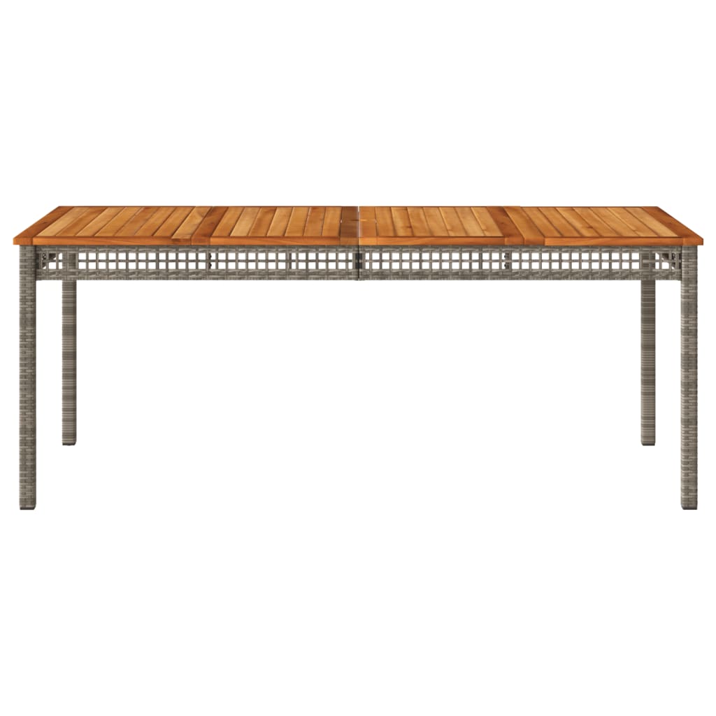 szürke polyrattan és akácfa kerti asztal 180 x 90 x 75 cm