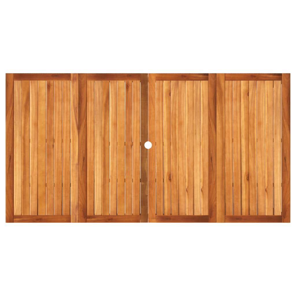 szürke polyrattan és akácfa kerti asztal 180 x 90 x 75 cm