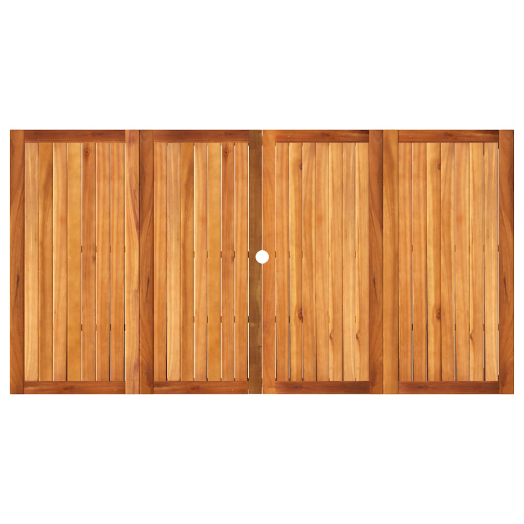 bézs polyrattan és akácfa kerti asztal 180 x 90 x 75 cm