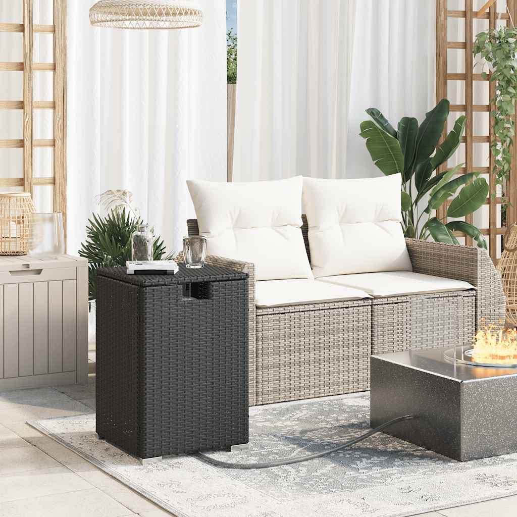 fekete polyrattan propántartály borító asztal 40 x 40 x 60 cm