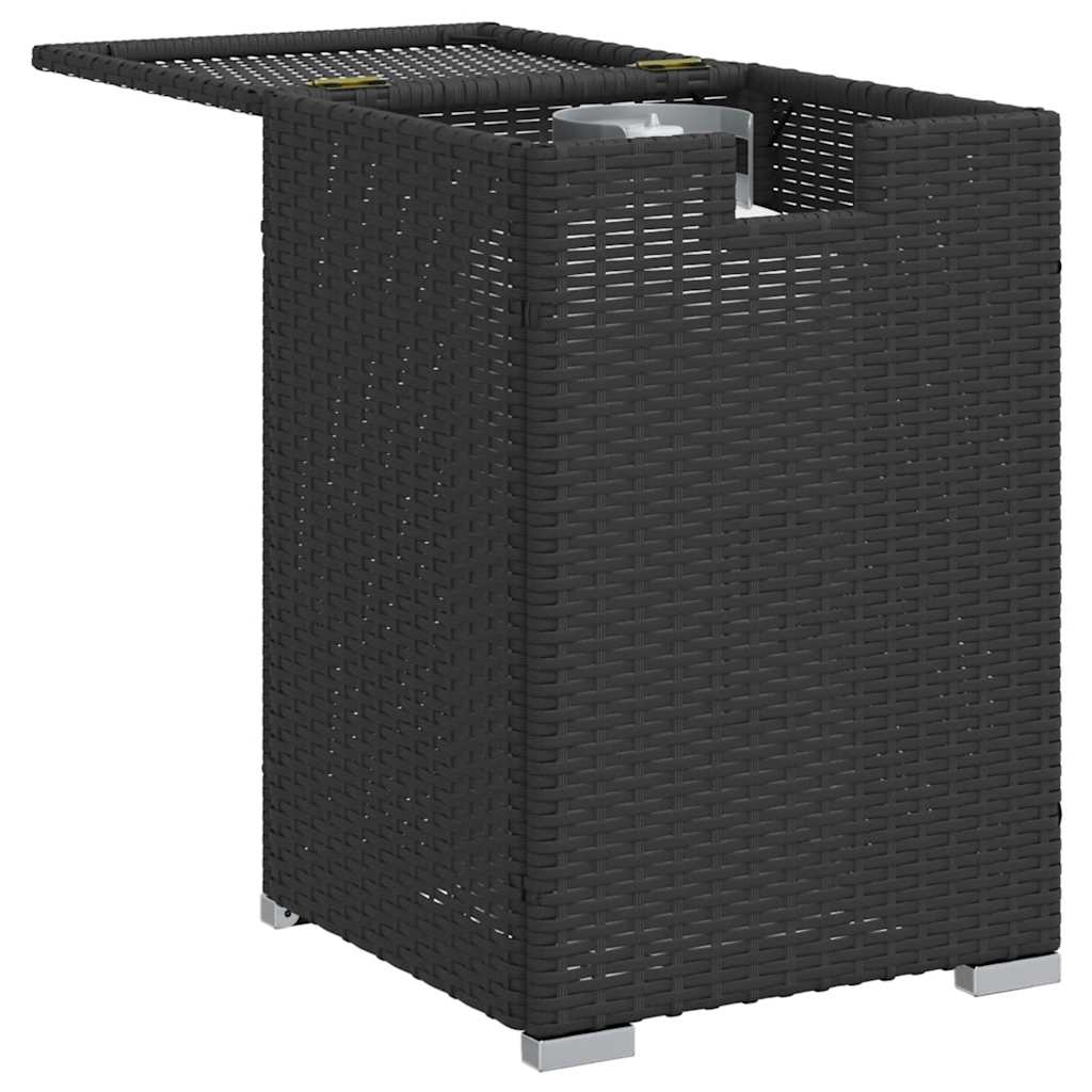 fekete polyrattan propántartály borító asztal 40 x 40 x 60 cm