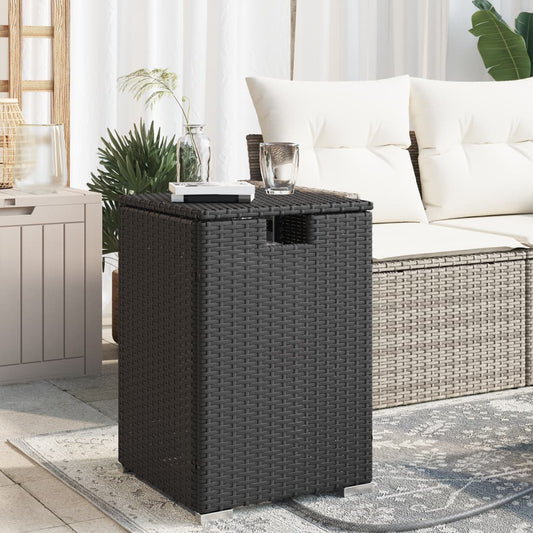 fekete polyrattan propántartály borító asztal 40 x 40 x 60 cm