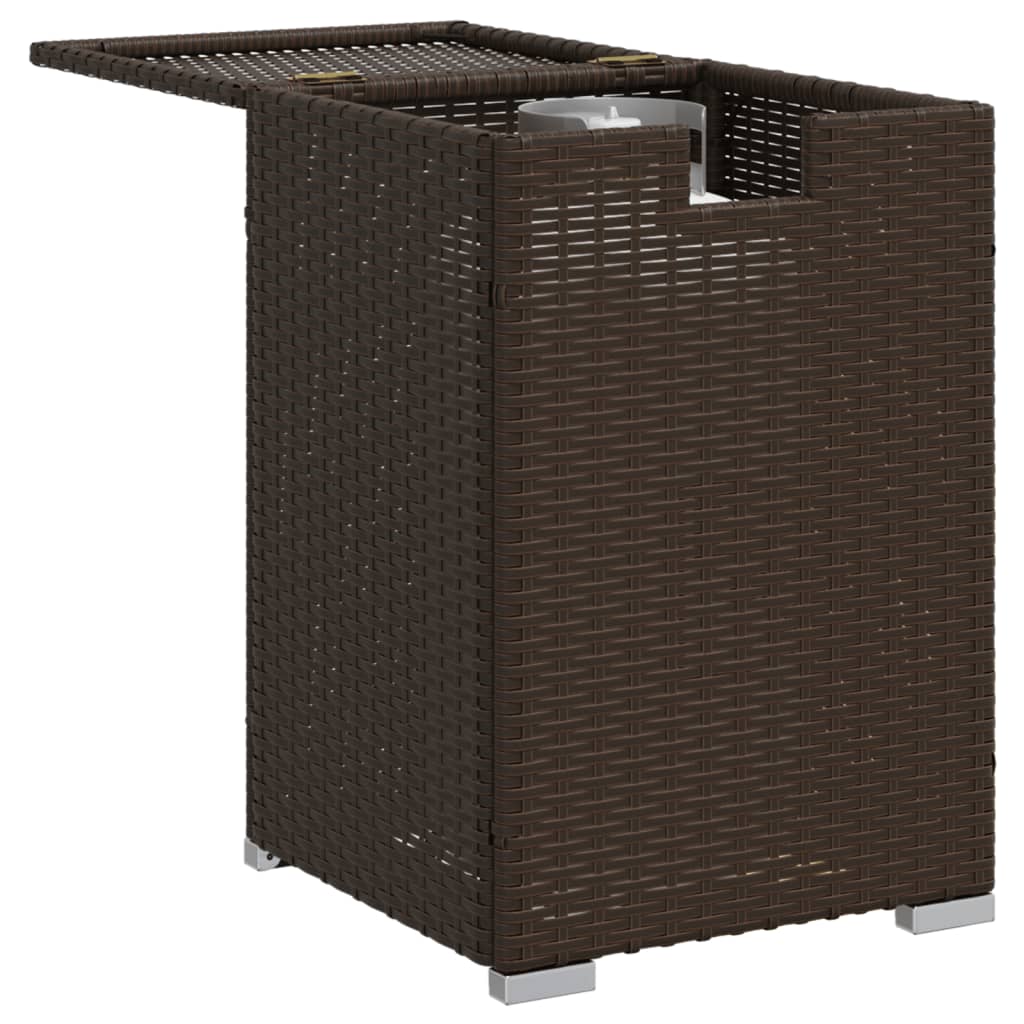 barna polyrattan propántartály borító asztal 40 x 40 x 60 cm