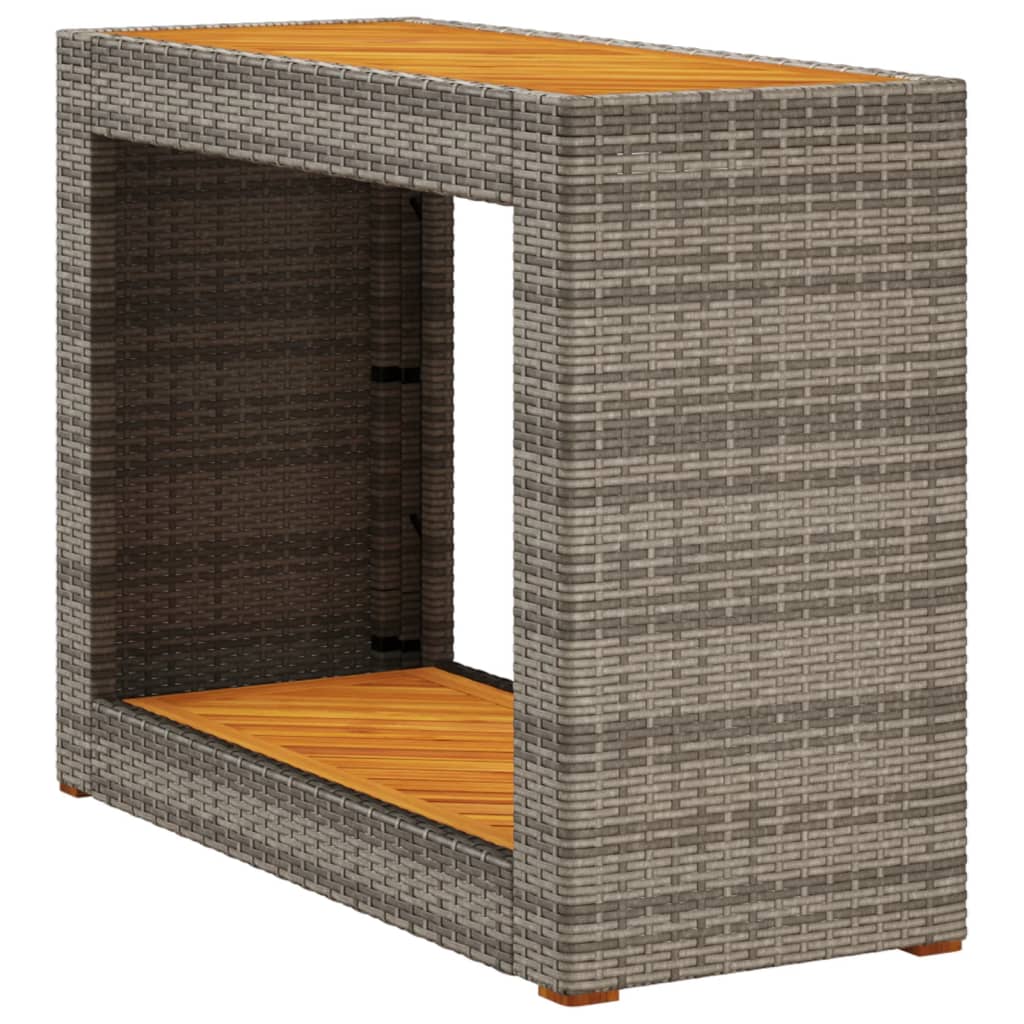 szürke polyrattan falapos kerti asztal 100x40x75 cm