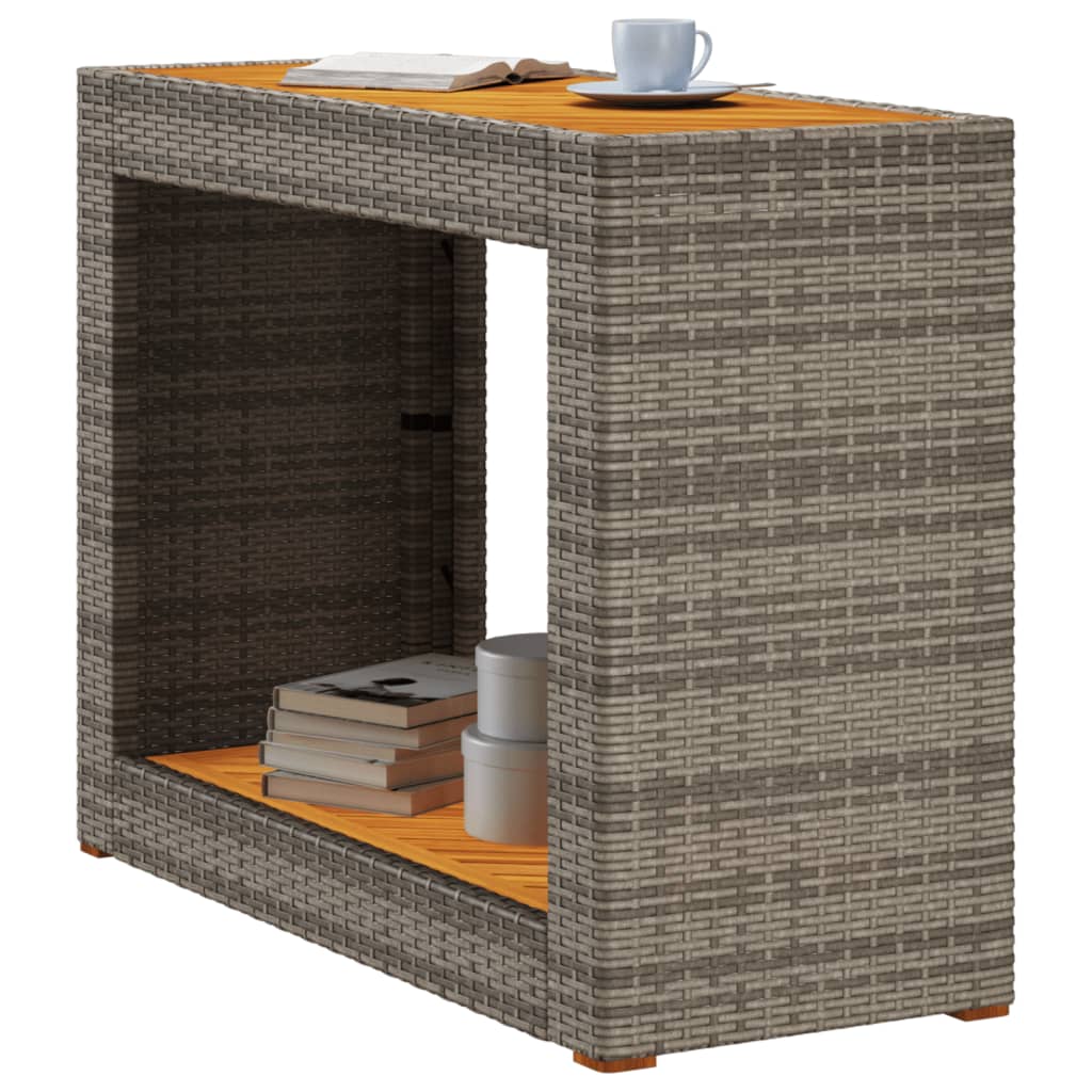 szürke polyrattan falapos kerti asztal 100x40x75 cm