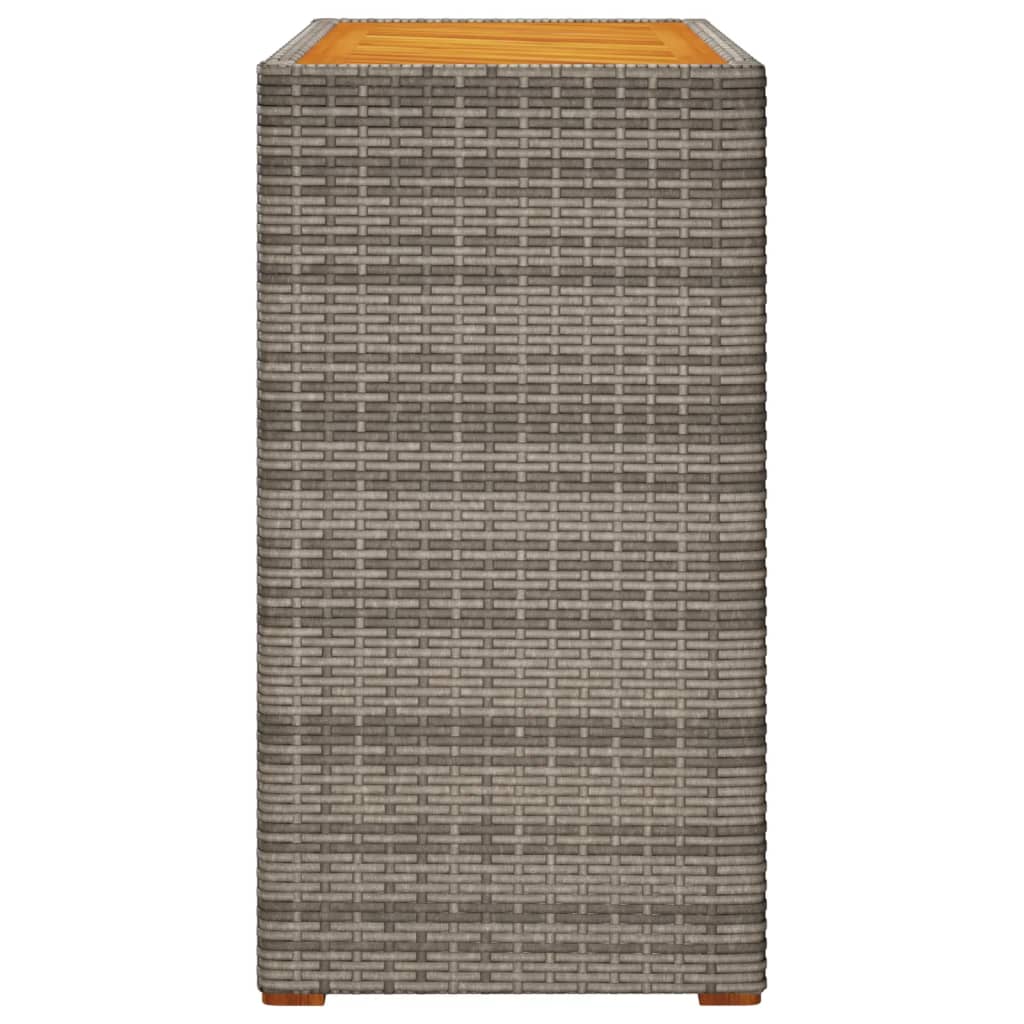 szürke polyrattan falapos kerti asztal 100x40x75 cm