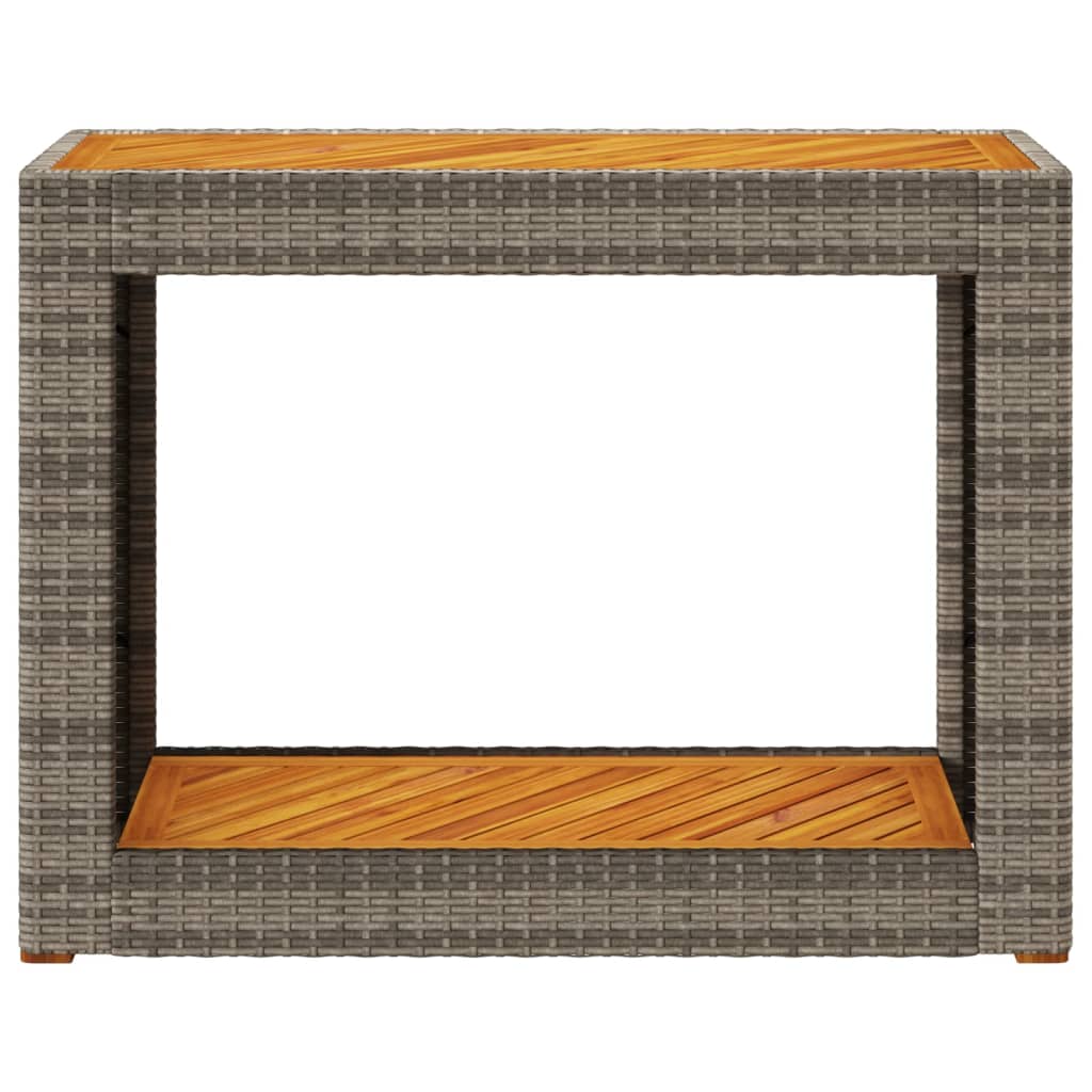 szürke polyrattan falapos kerti asztal 100x40x75 cm