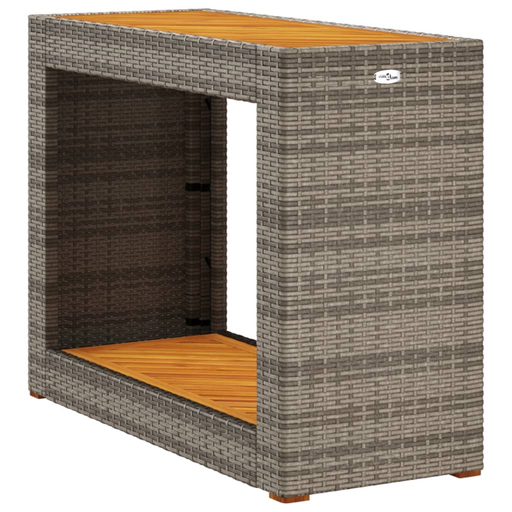 szürke polyrattan falapos kerti asztal 100x40x75 cm