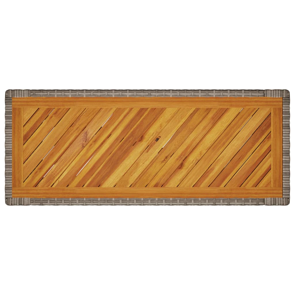 szürke polyrattan falapos kerti asztal 100x40x75 cm