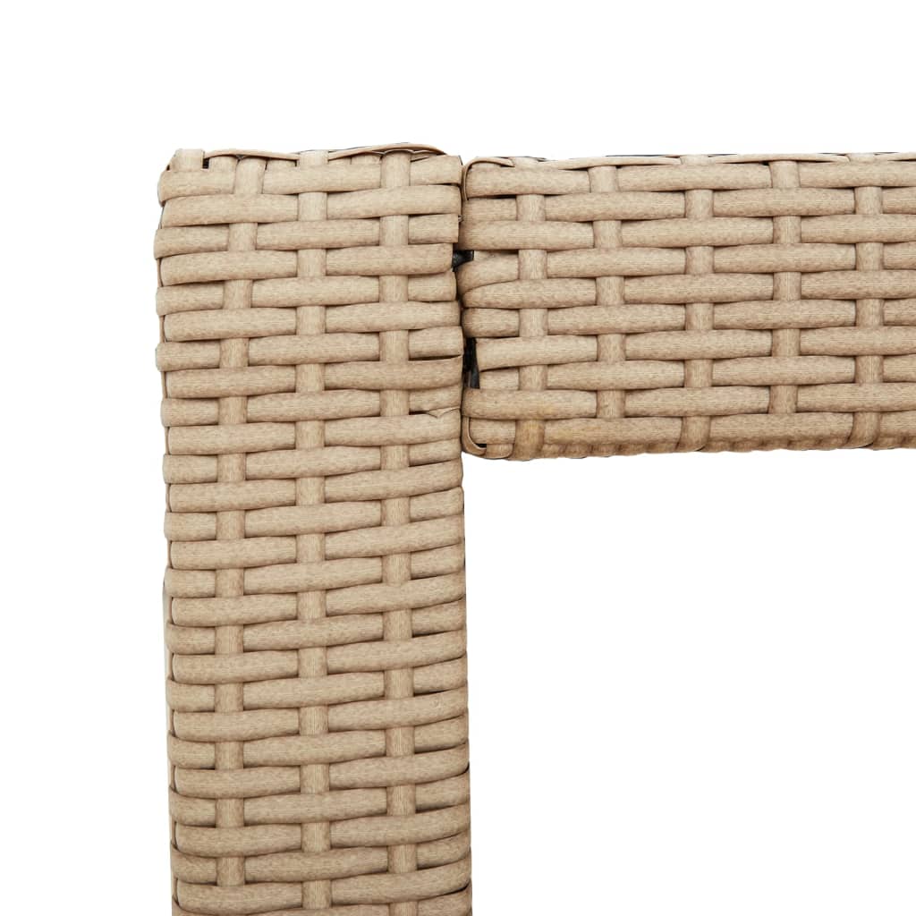 bézs polyrattan kerti kisasztal fa asztallappal 100x40x75 cm