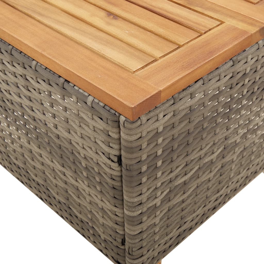 szürke polyrattan és akácfa kerti asztal 45 x 45 x 37 cm