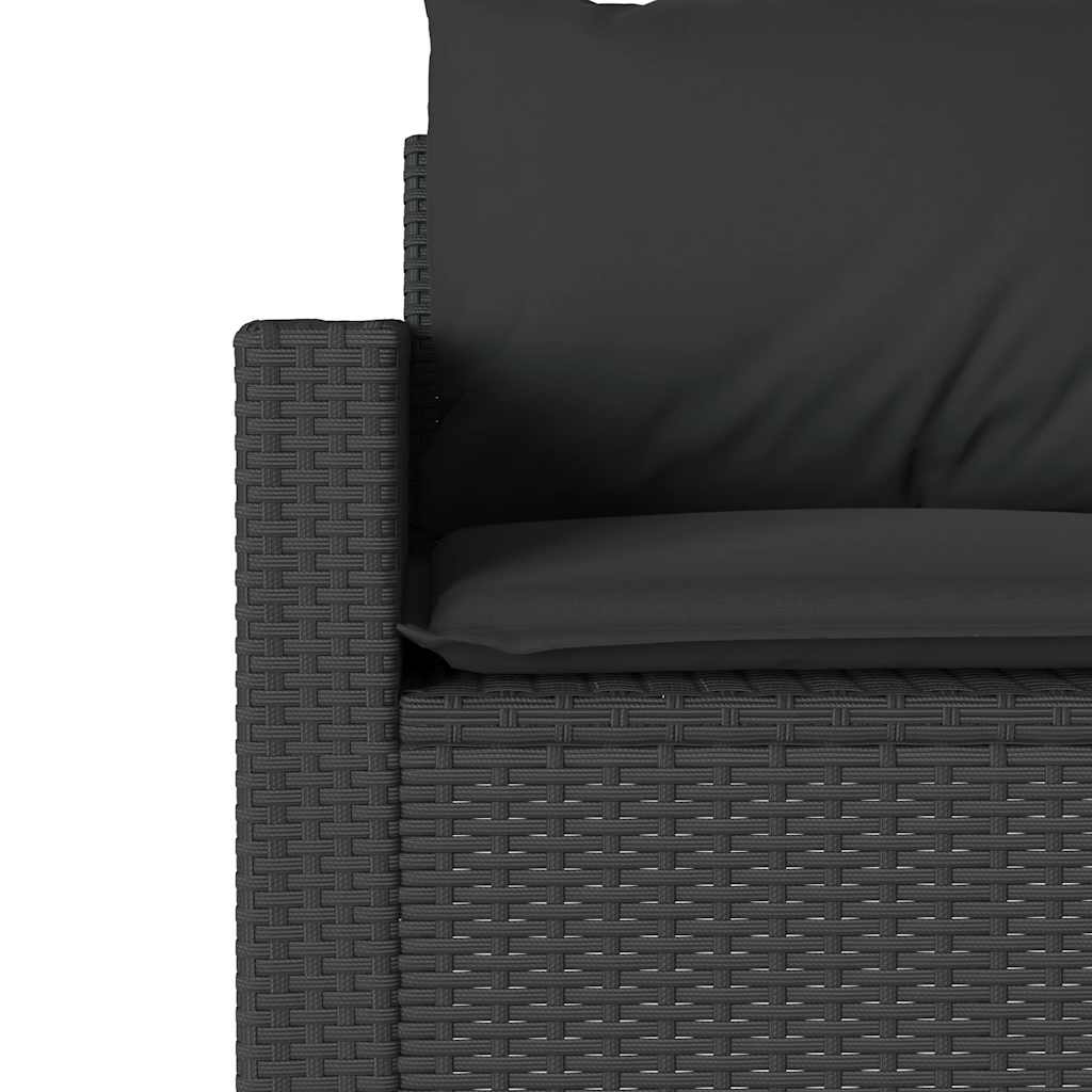 2 részes fekete polyrattan kerti étkezőgarnitúra párnával