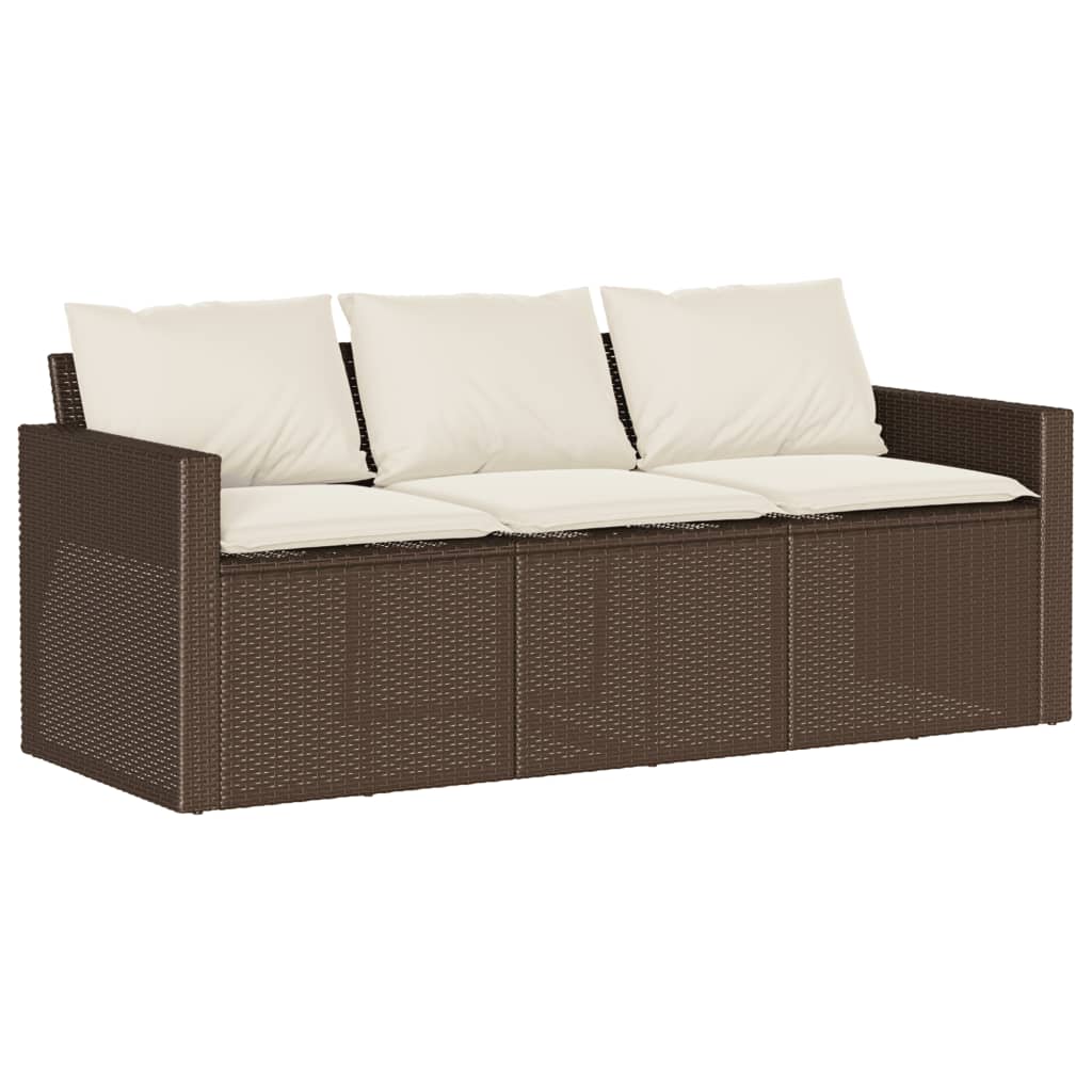 2 részes barna polyrattan kerti étkezőgarnitúra párnákkal