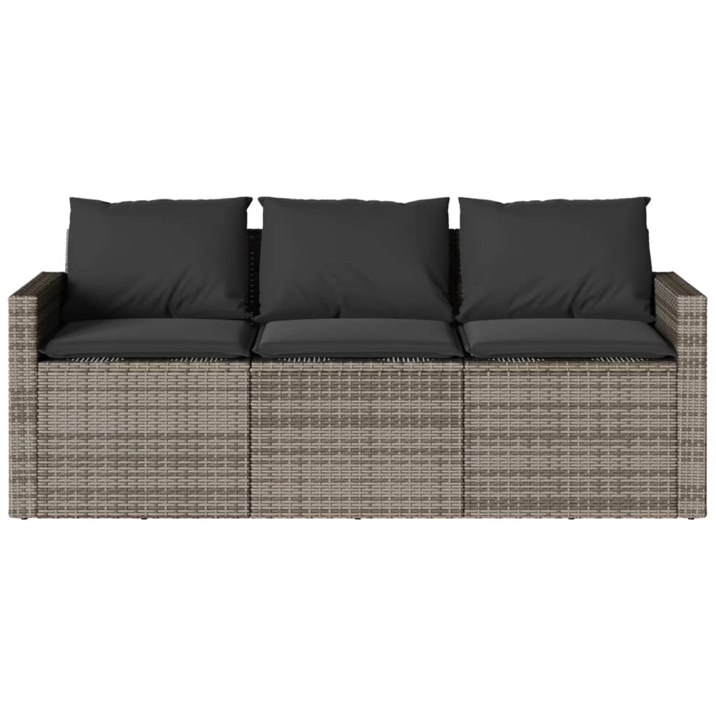 2 részes szürke polyrattan kerti étkezőgarnitúra párnákkal