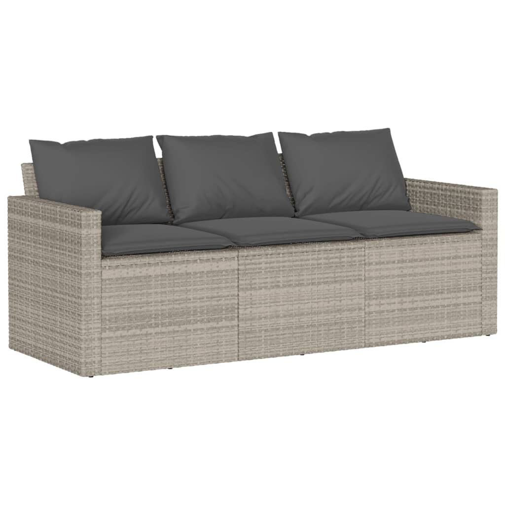 2 részes szürke polyrattan kerti étkezőgarnitúra párnákkal
