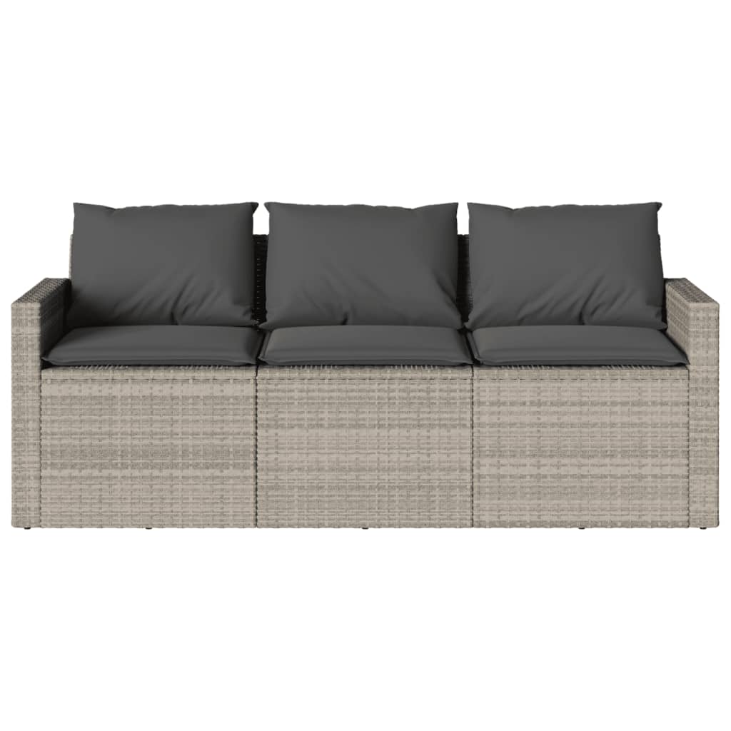 2 részes szürke polyrattan kerti étkezőgarnitúra párnákkal