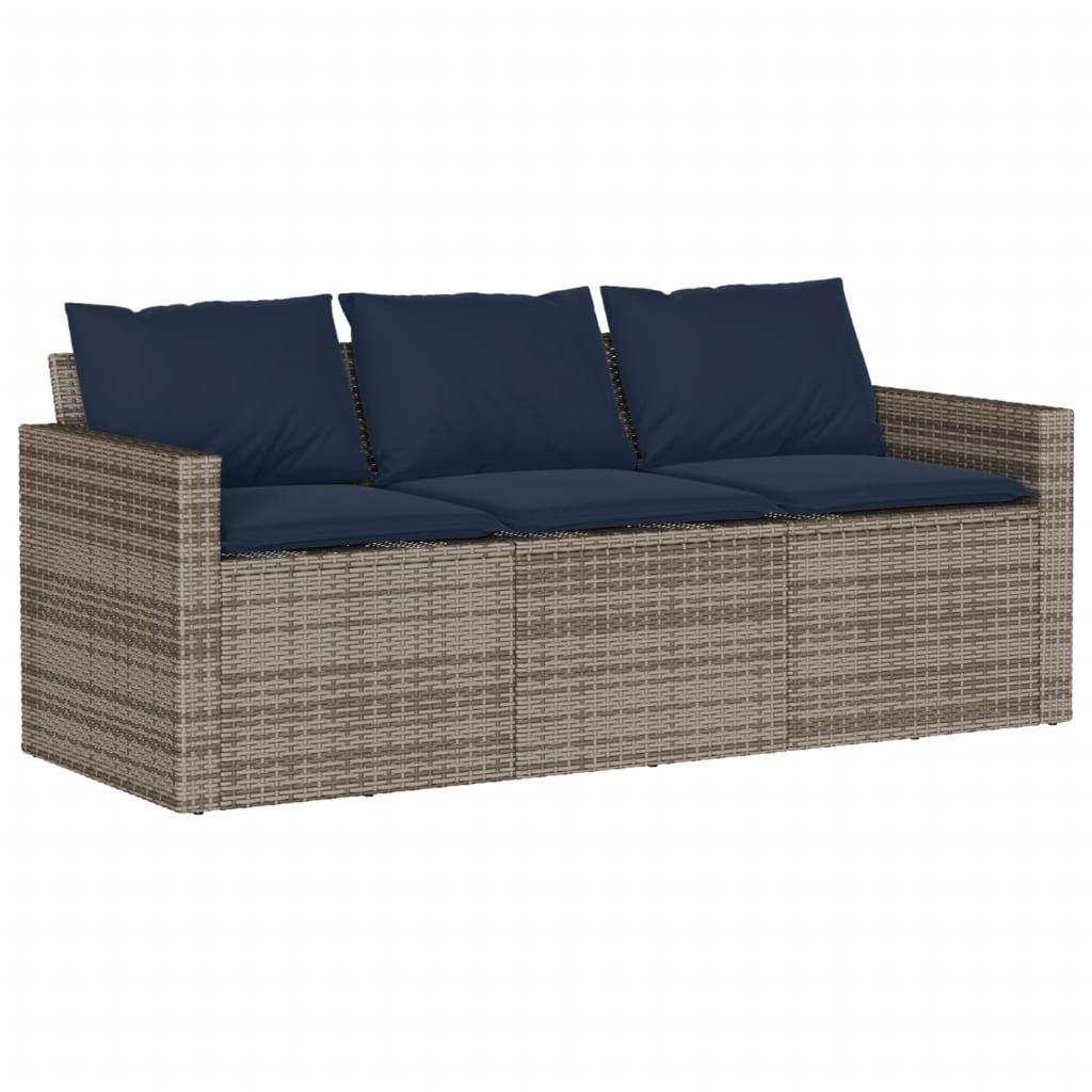 2 részes szürke polyrattan kerti étkezőgarnitúra párnákkal