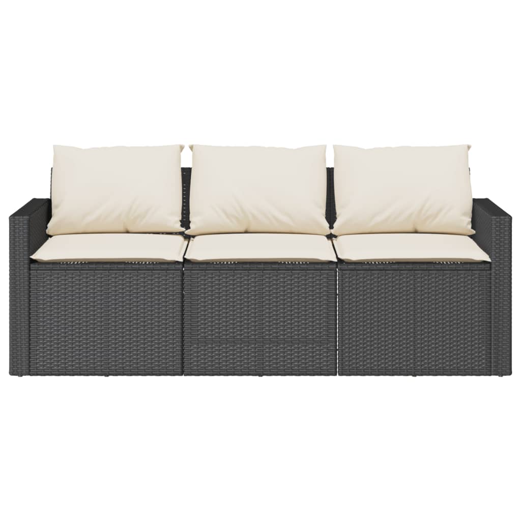 2 részes fekete polyrattan kerti étkezőgarnitúra párnával