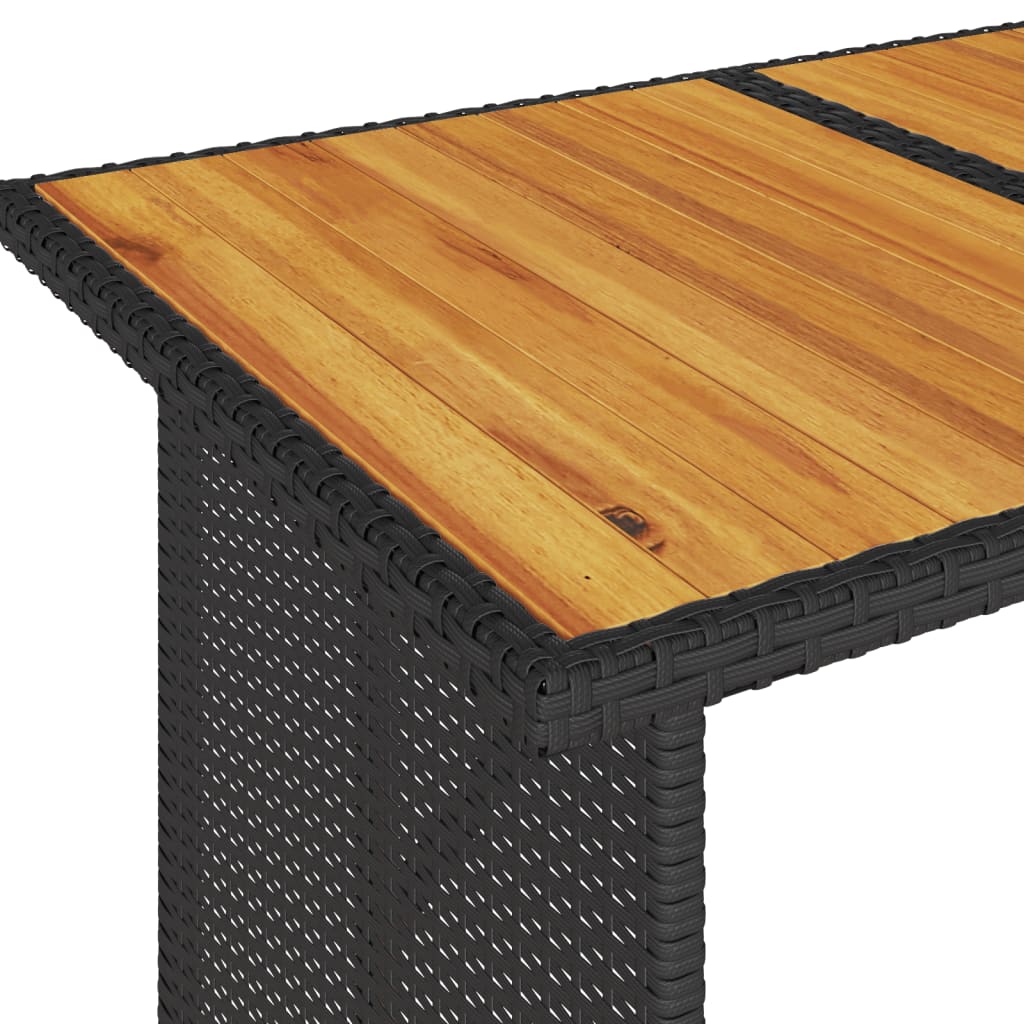 2 részes fekete polyrattan kerti étkezőgarnitúra párnával
