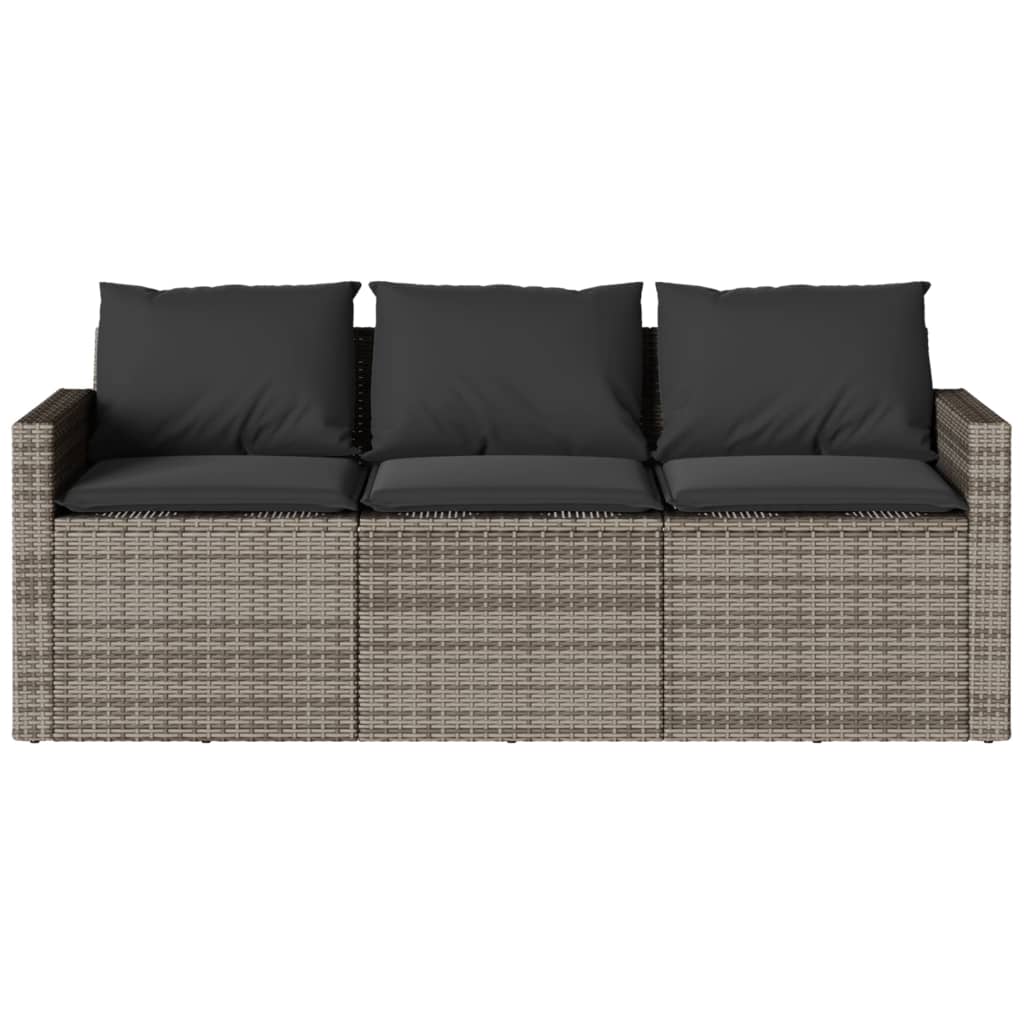 2 részes szürke polyrattan kerti étkezőgarnitúra párnákkal