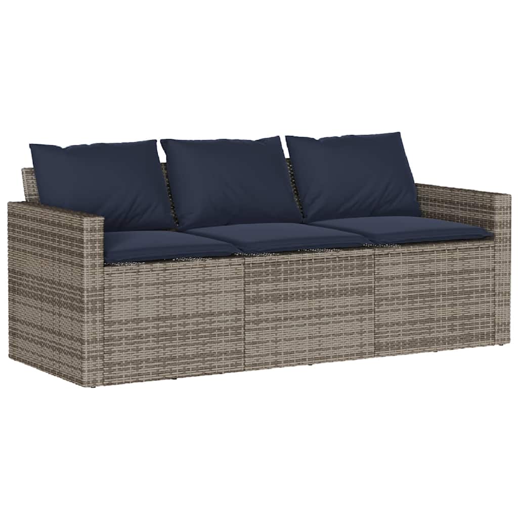 2 részes szürke polyrattan kerti étkezőgarnitúra párnákkal
