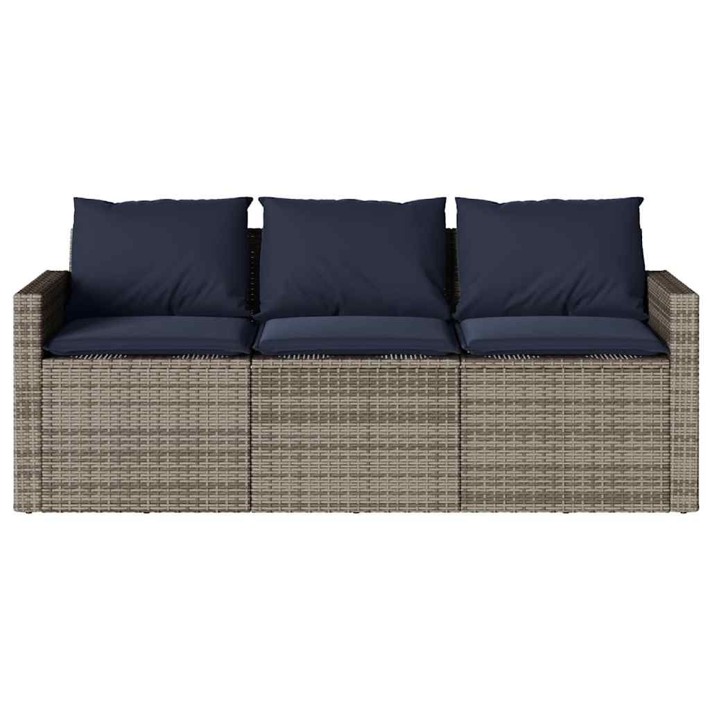 2 részes szürke polyrattan kerti étkezőgarnitúra párnákkal