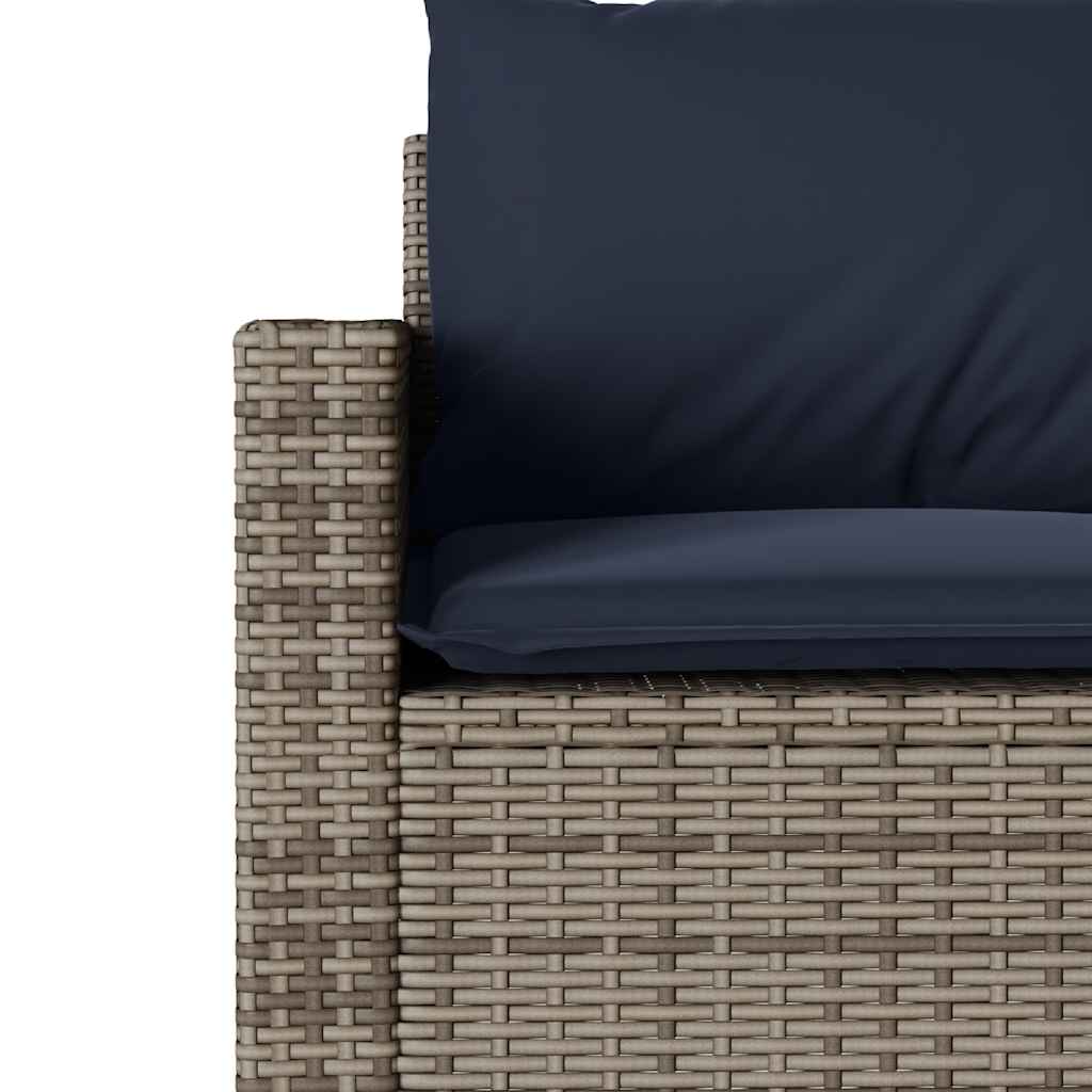 2 részes szürke polyrattan kerti étkezőgarnitúra párnákkal