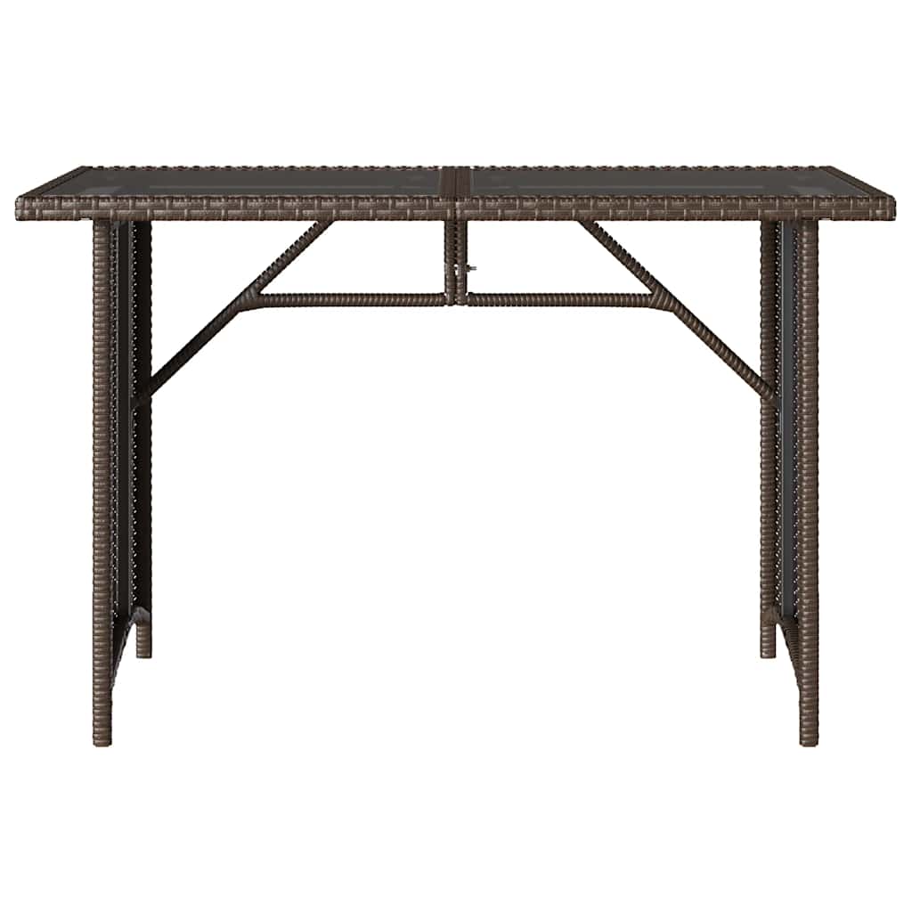 barna polyrattan üveglapos kerti asztal 110x68x70 cm