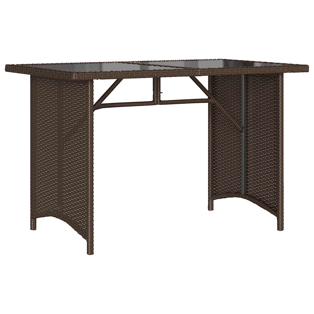 barna polyrattan üveglapos kerti asztal 110x68x70 cm