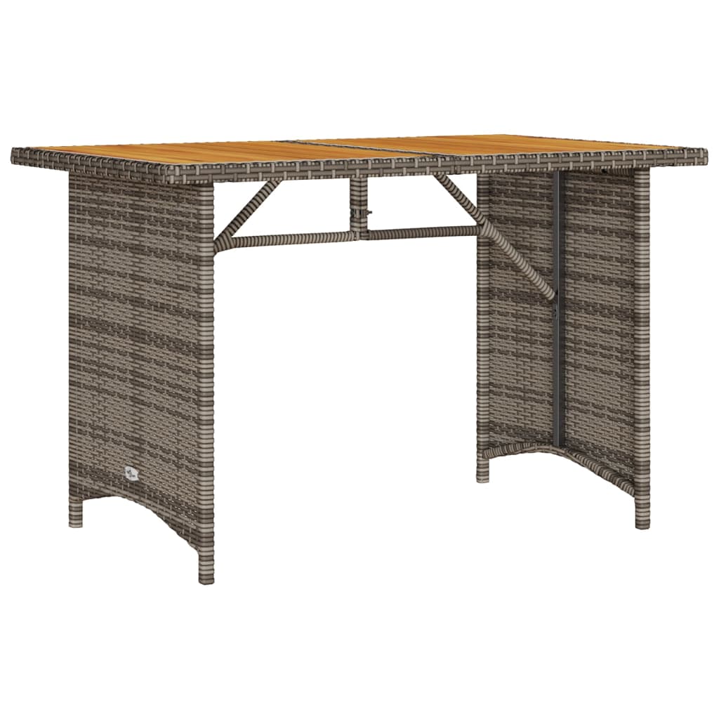 szürke polyrattan falapos kerti asztal 110x68x70 cm