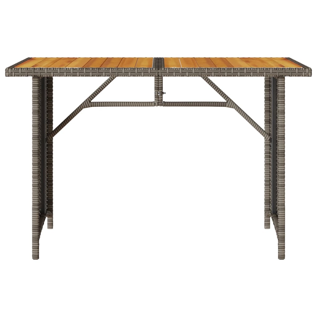 szürke polyrattan falapos kerti asztal 110x68x70 cm