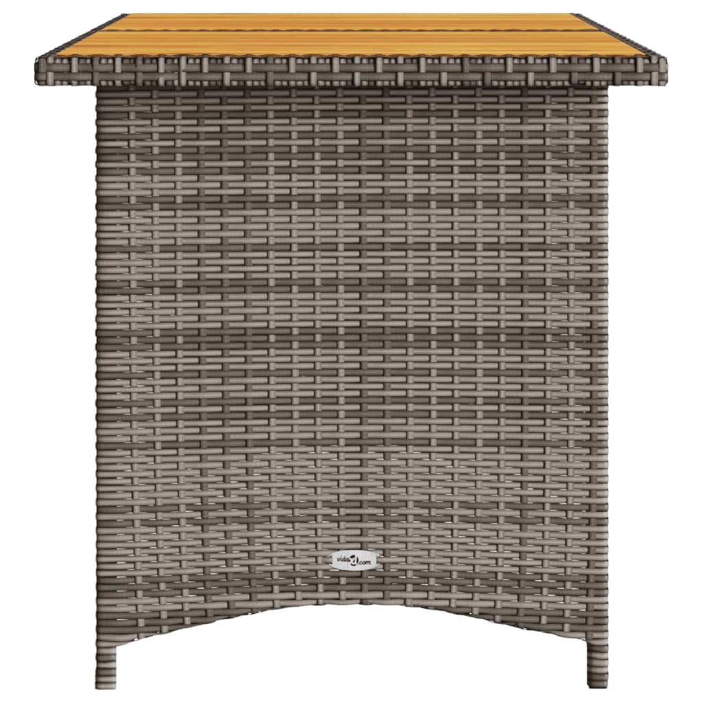 szürke polyrattan falapos kerti asztal 110x68x70 cm