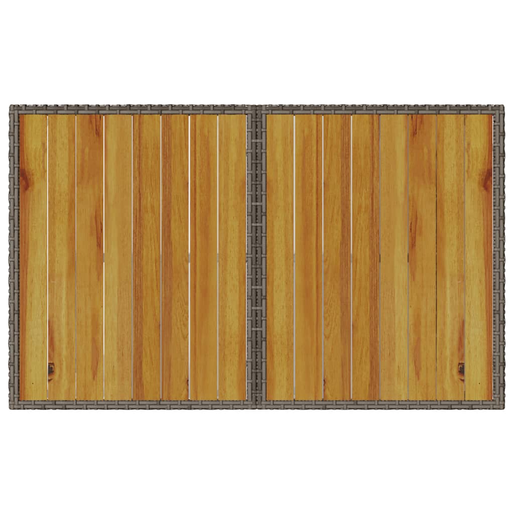 szürke polyrattan falapos kerti asztal 110x68x70 cm