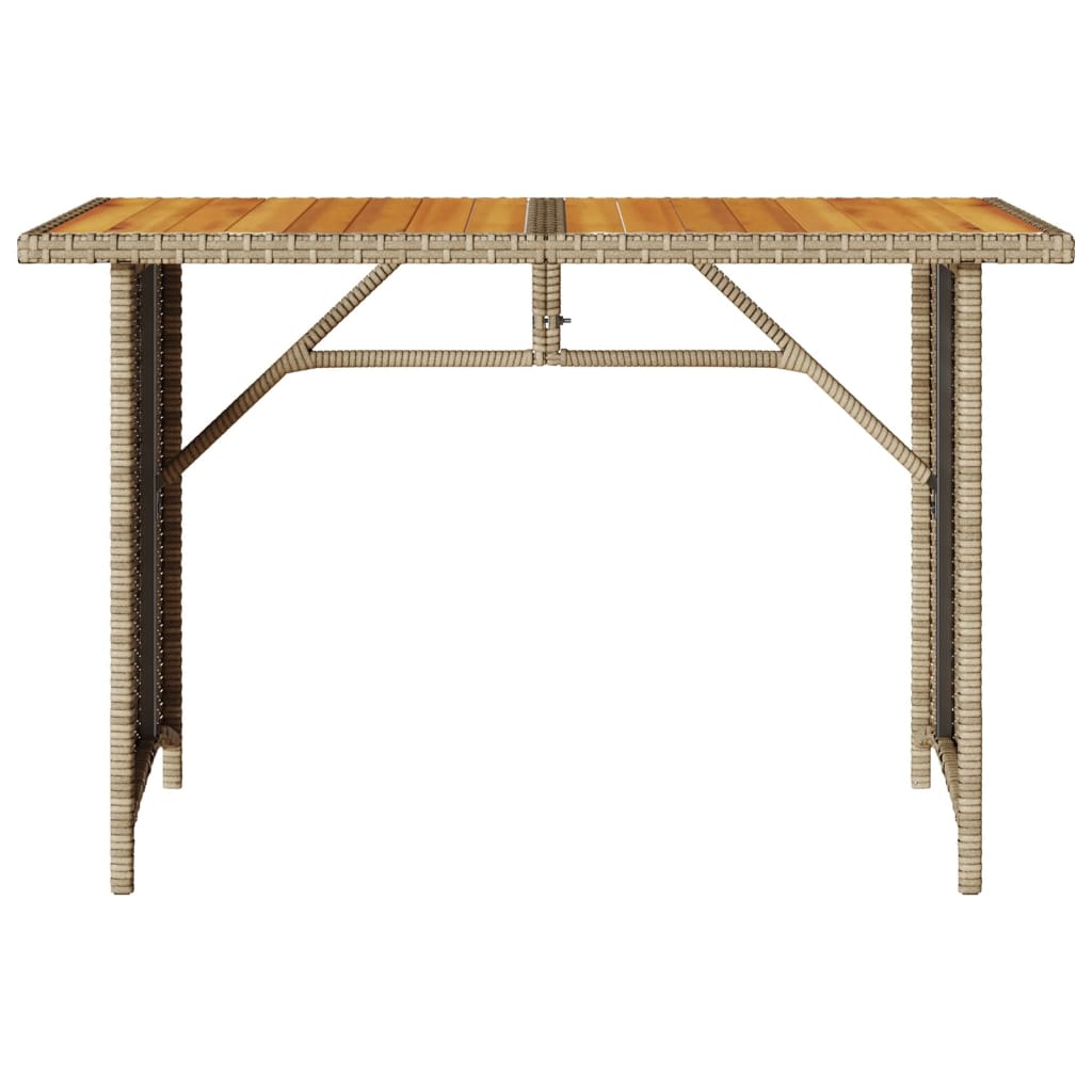 bézs polyrattan falapos kerti asztal 110x68x70 cm