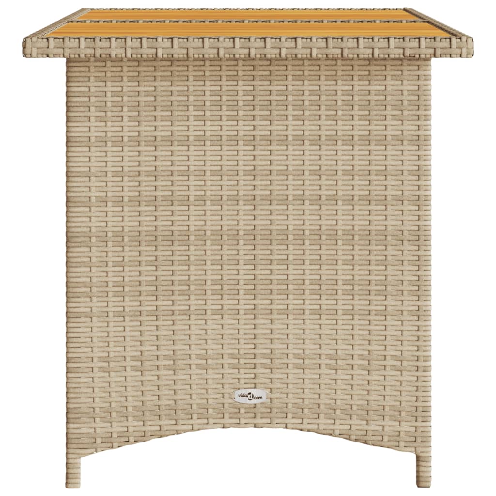 bézs polyrattan falapos kerti asztal 110x68x70 cm