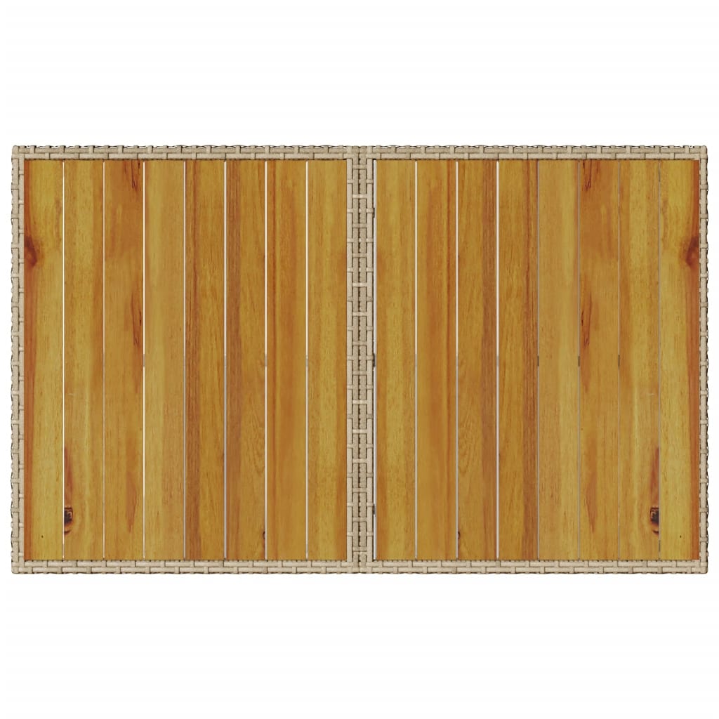 bézs polyrattan falapos kerti asztal 110x68x70 cm