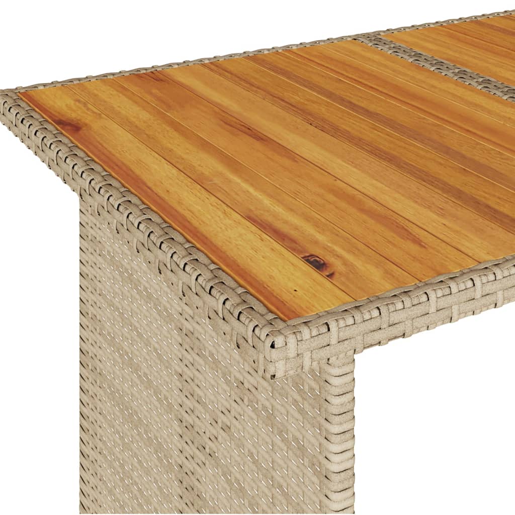 bézs polyrattan falapos kerti asztal 110x68x70 cm