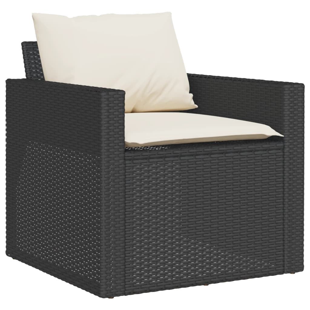 4 részes fekete polyrattan kerti ülőgarnitúra párnákkal