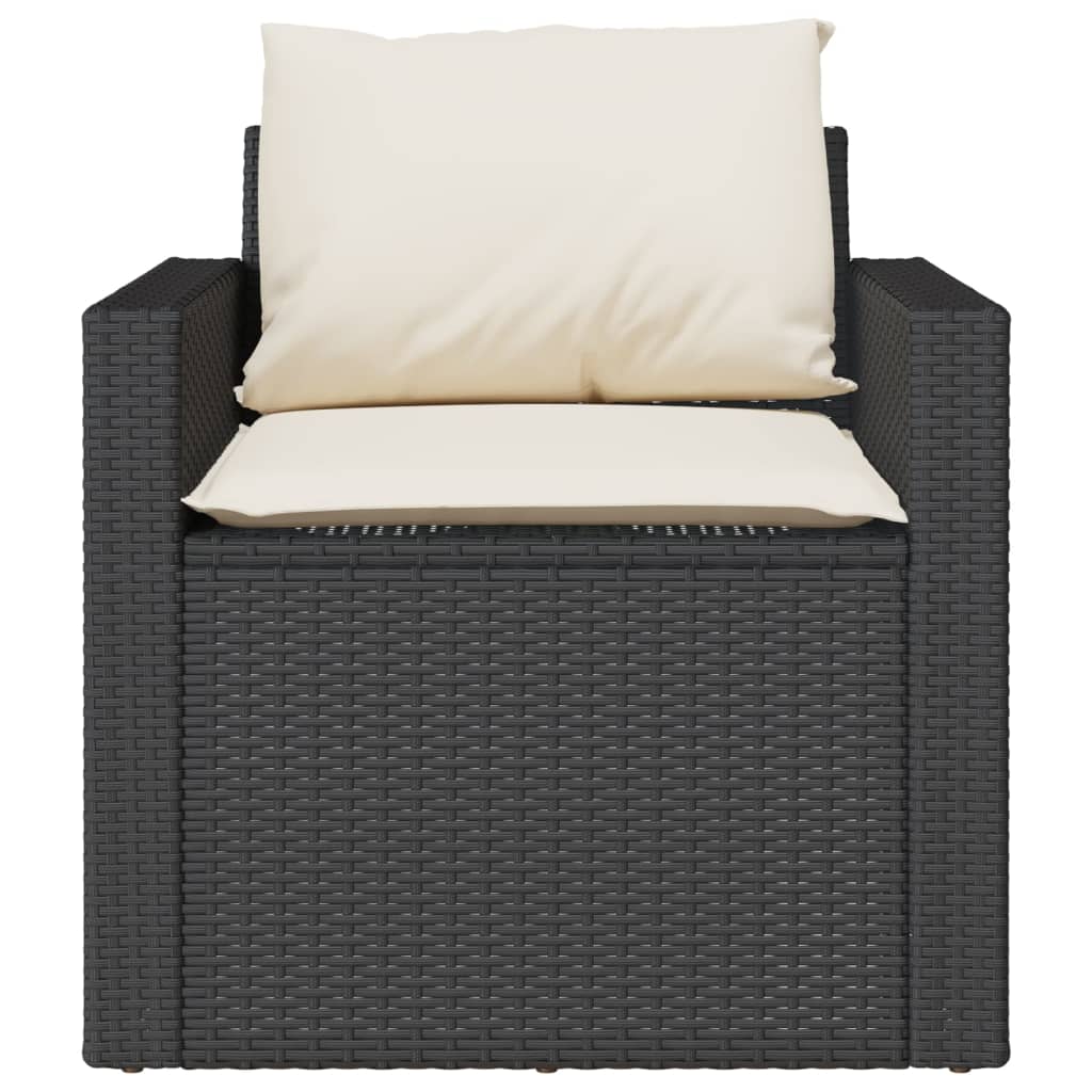 4 részes fekete polyrattan kerti ülőgarnitúra párnákkal