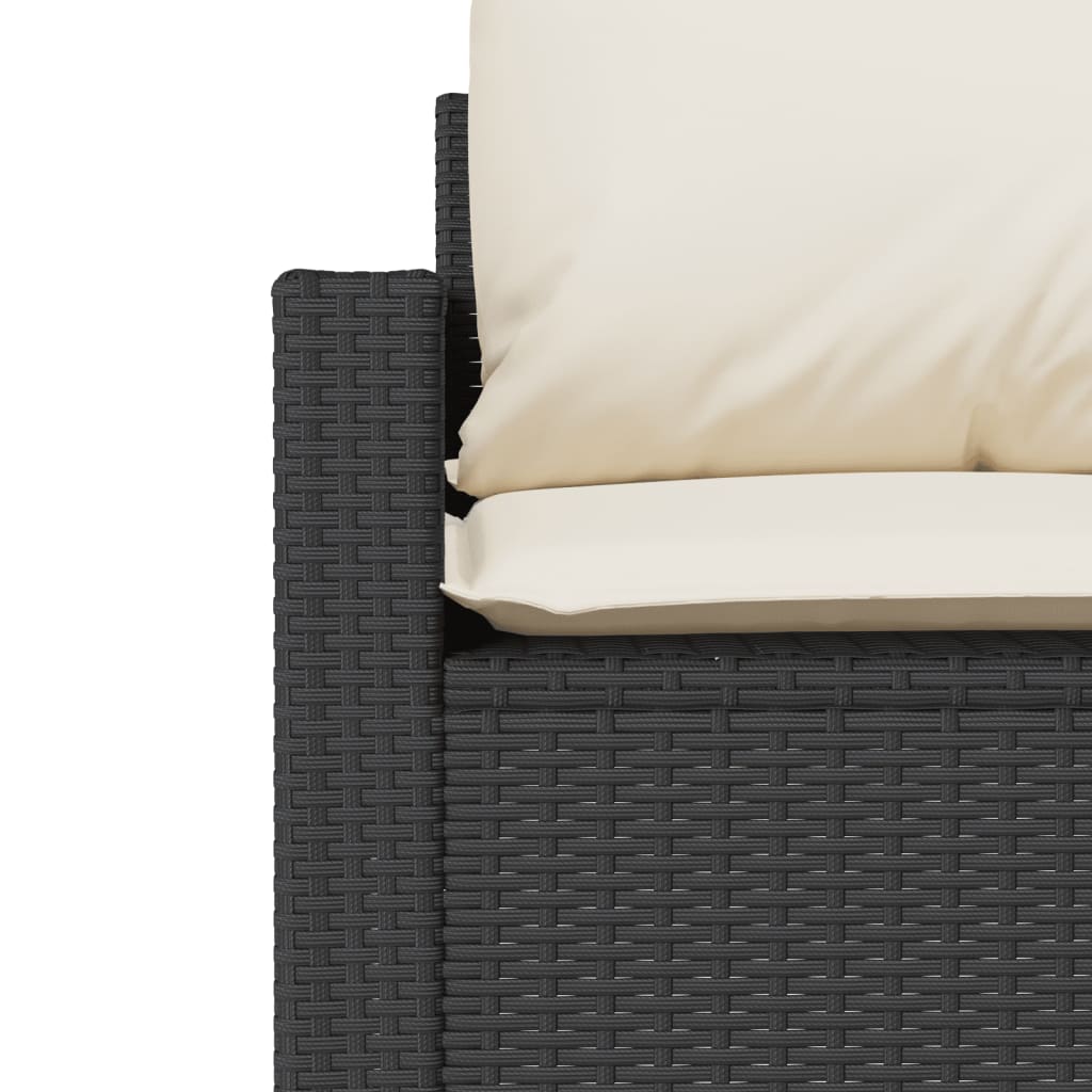 4 részes fekete polyrattan kerti ülőgarnitúra párnákkal