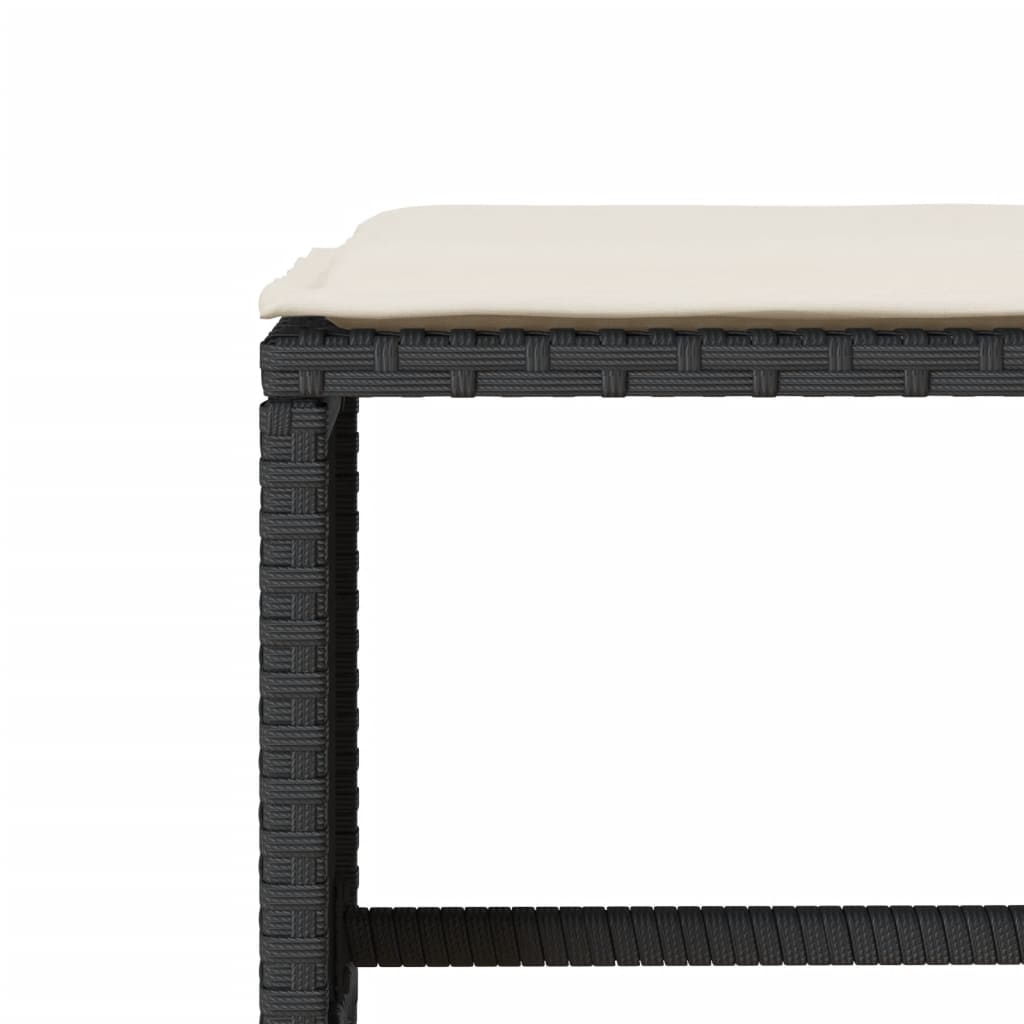 4 részes fekete polyrattan kerti ülőgarnitúra párnákkal