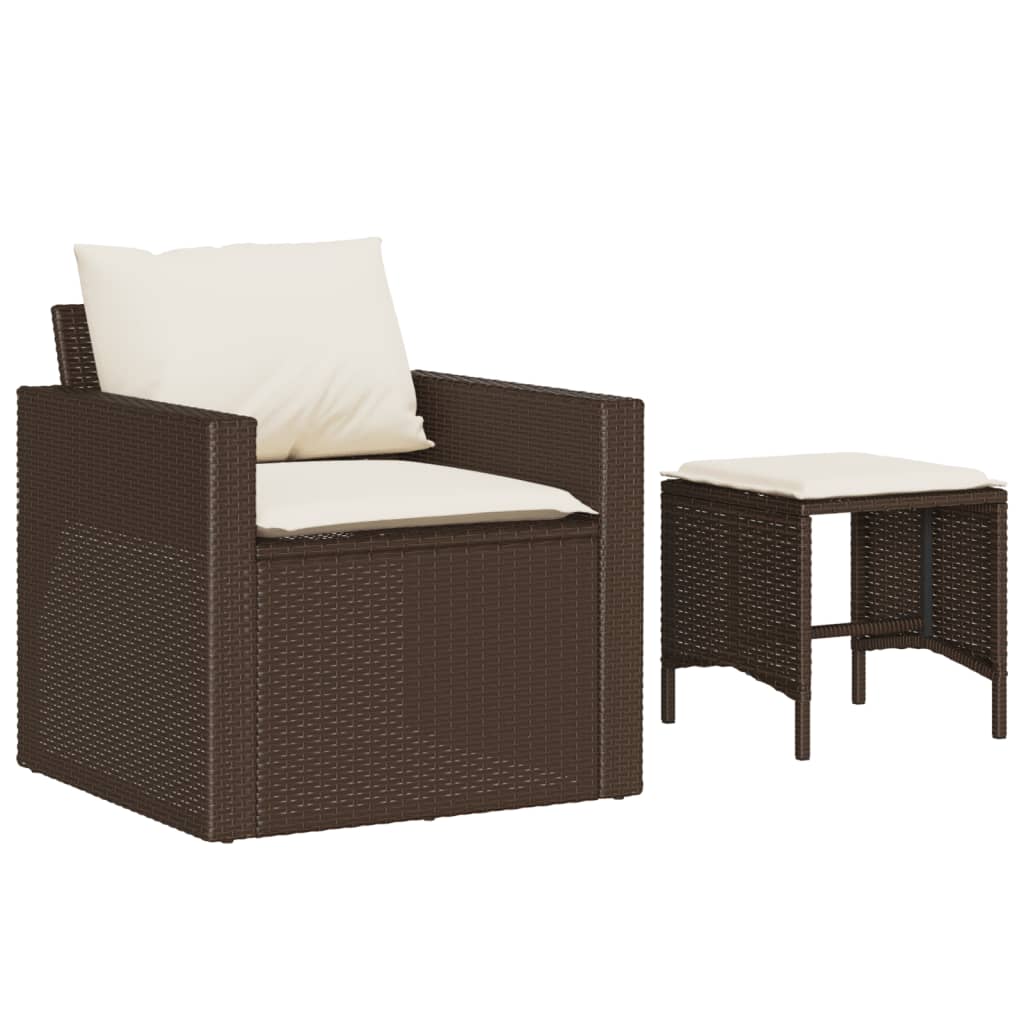 4 részes barna polyrattan kerti ülőgarnitúra párnákkal