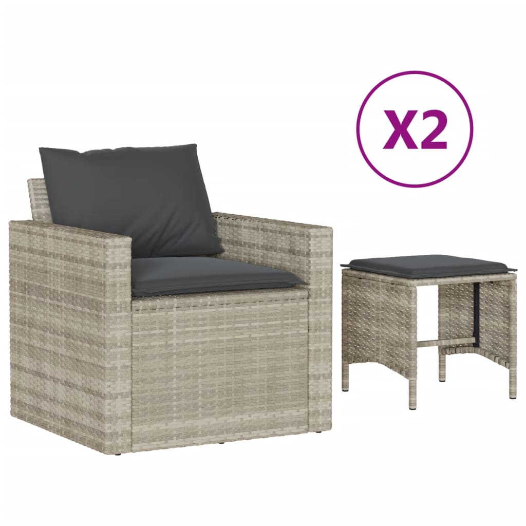 4 részes világosszürke polyrattan kerti ülőgarnitúra párnákkal