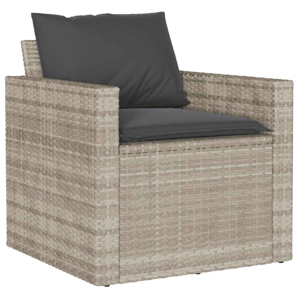 4 részes világosszürke polyrattan kerti ülőgarnitúra párnákkal