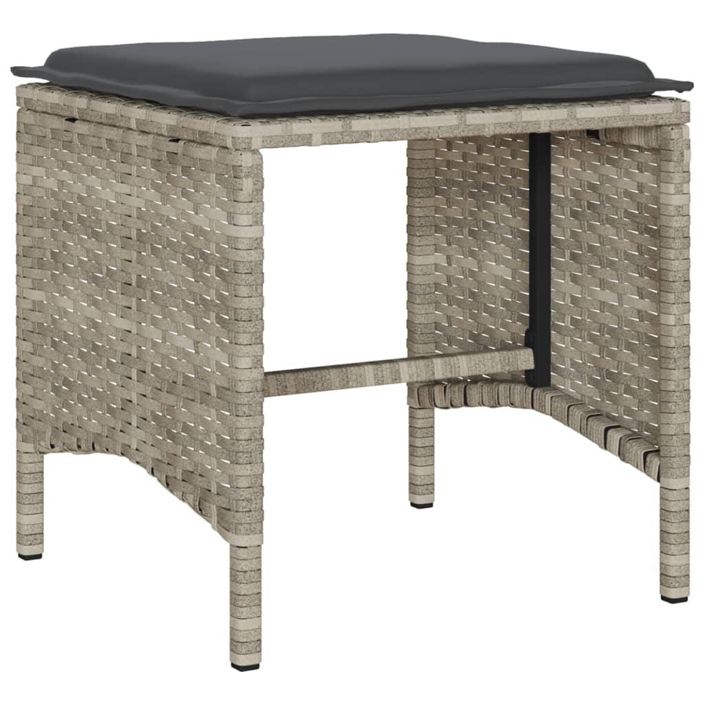 4 részes világosszürke polyrattan kerti ülőgarnitúra párnákkal